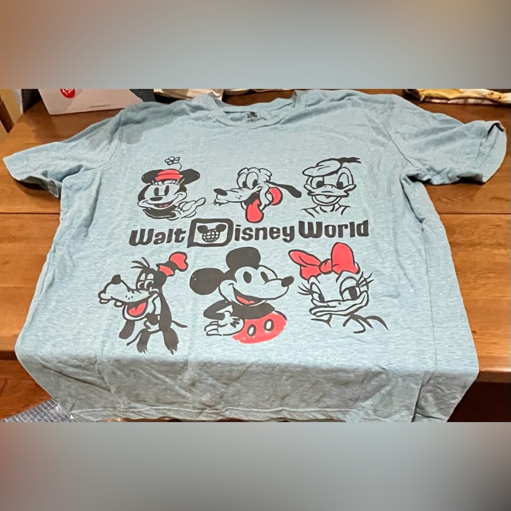 WDW Disney Blue Graphic Tee with Classic Mickey & Friends